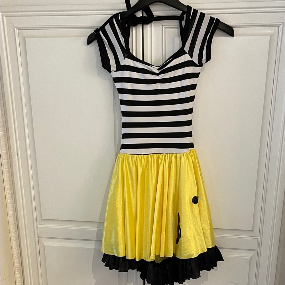 Chic Striped Black and Yellow Kids Dress